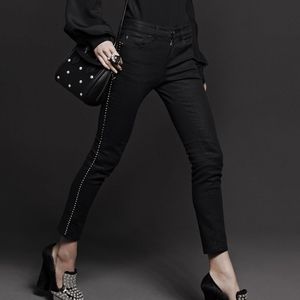NWT Alexander McQueen Pearl Trim Black Skinny Jeans